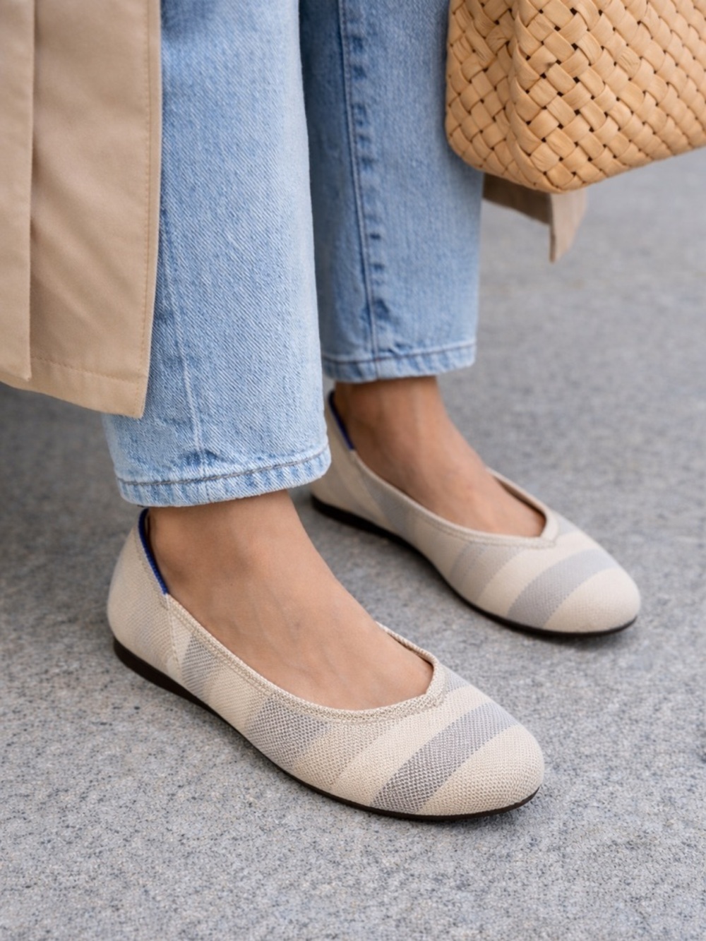 Rothy’s Golden Big Stripe Knit Ballet Flats - Women Size 7.5